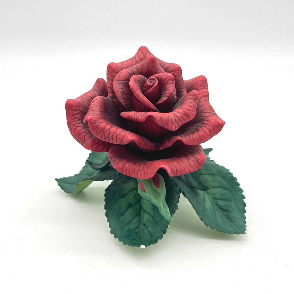 Lenox Red Rose Fine Porcelain Figurine 1992 Handcrafted Red Green Flower